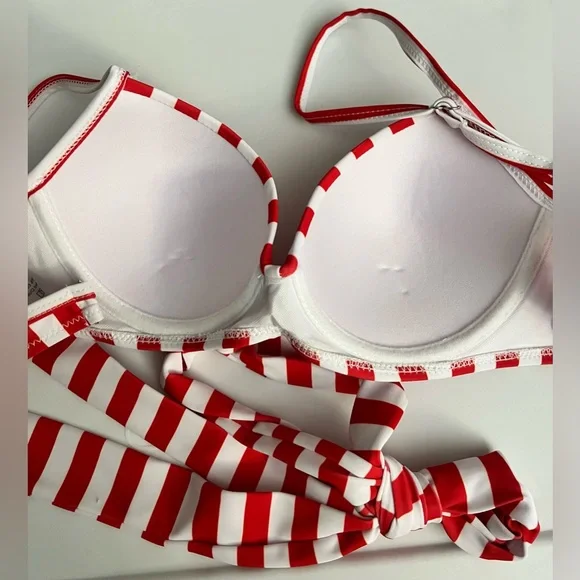 3pc American Flag Star Stripes Push Up Bikini Set with Sarong - Picture 6 of 14